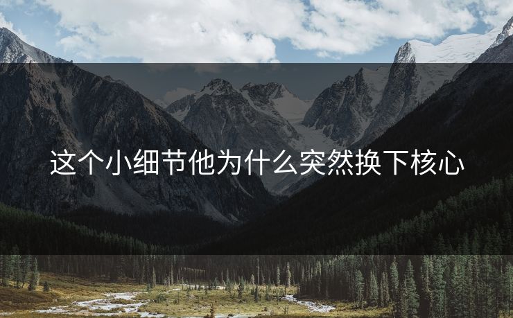 这个小细节他为什么突然换下核心 这个小细节他为什么突然换下核心